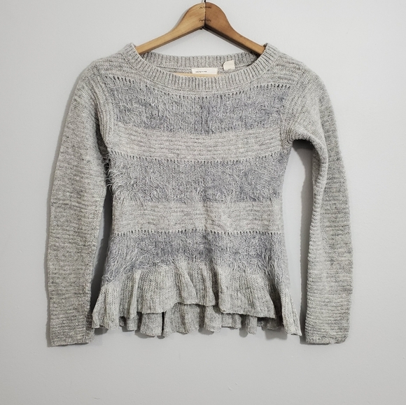 Anthropologie Sweaters - Anthro Sleeping on Snow Wool Blend Ruffled Hem Sweater
